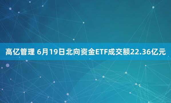 高亿管理 6月19日北向资金ETF成交额22.36亿元